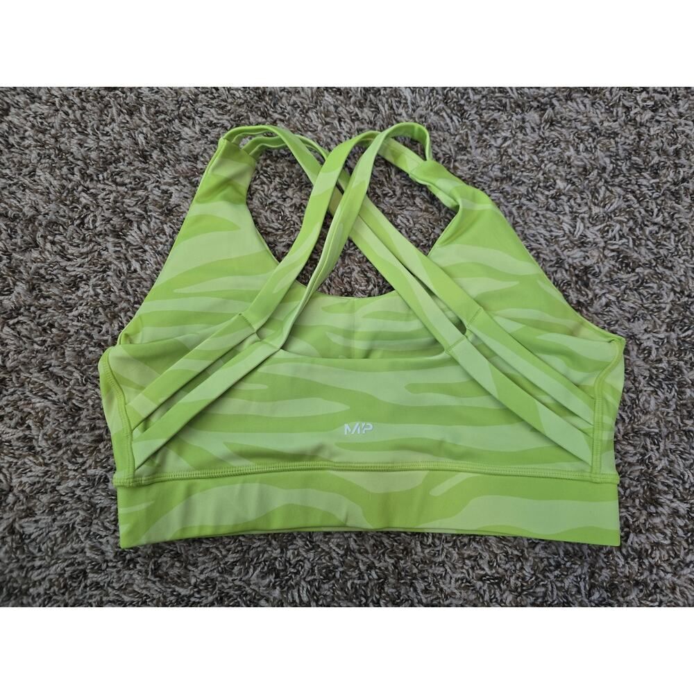 Green Camo Myprotein MP Sports Bra Criss Cross Back Medium Activewear Athletic - Picture 4 of 7